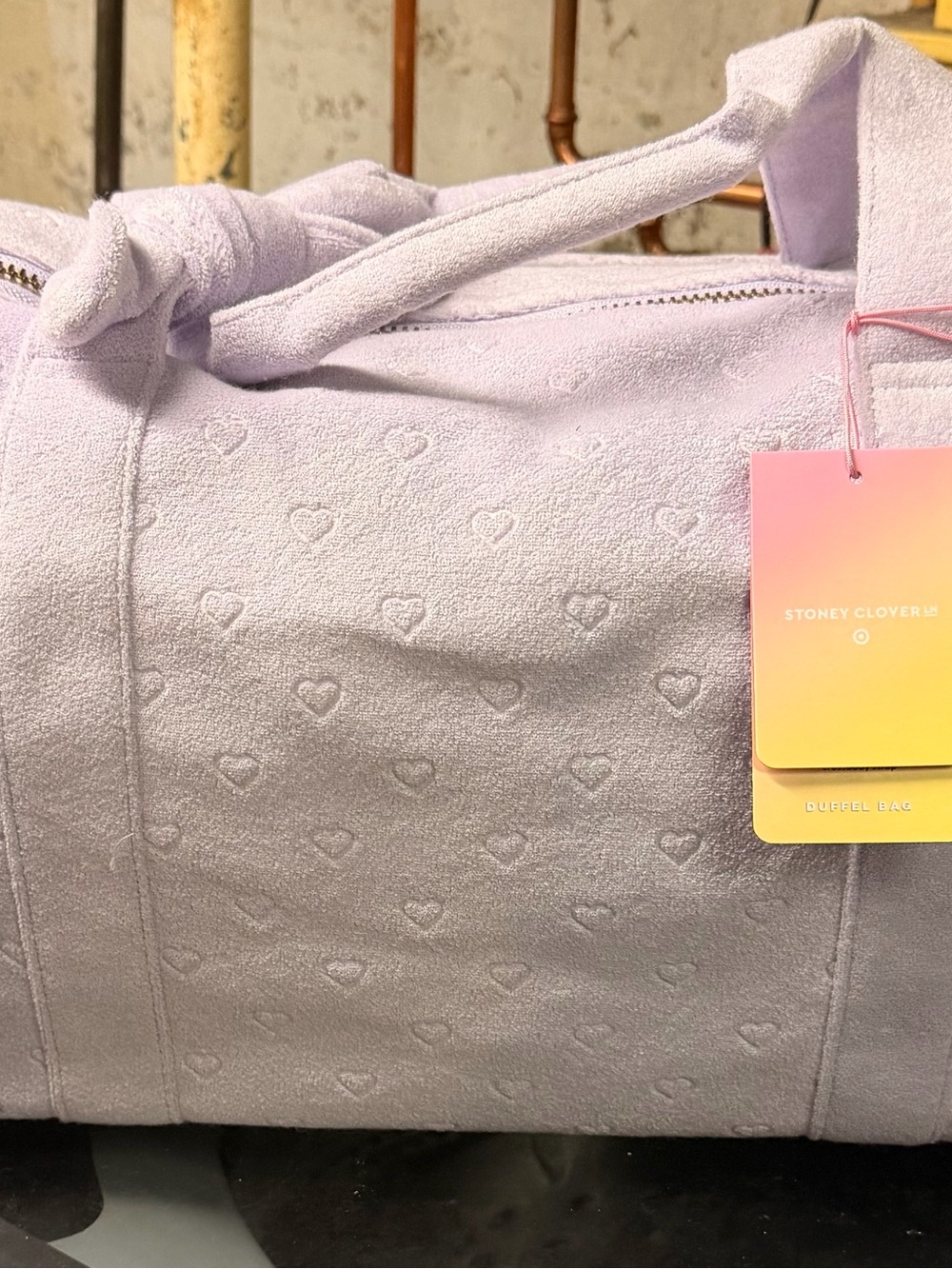 Stoney Clover Lane Lavender Heart Embossed Duffle Bag